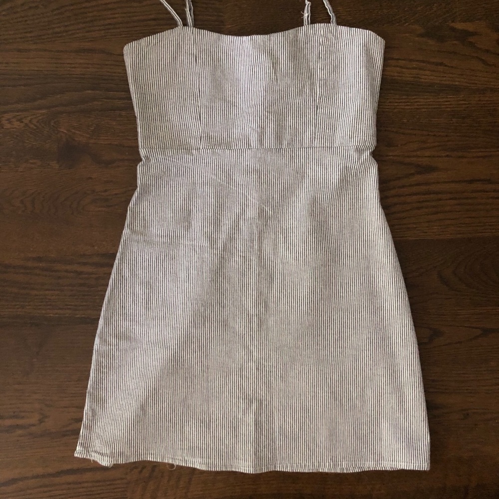 Brandy Melville blue and white seersucker dress